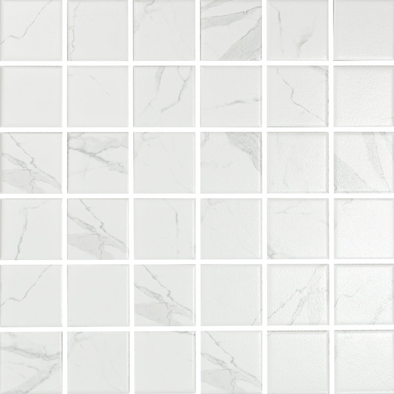 Statuario 2" x 2" Square Porcelain Mosaic Tile