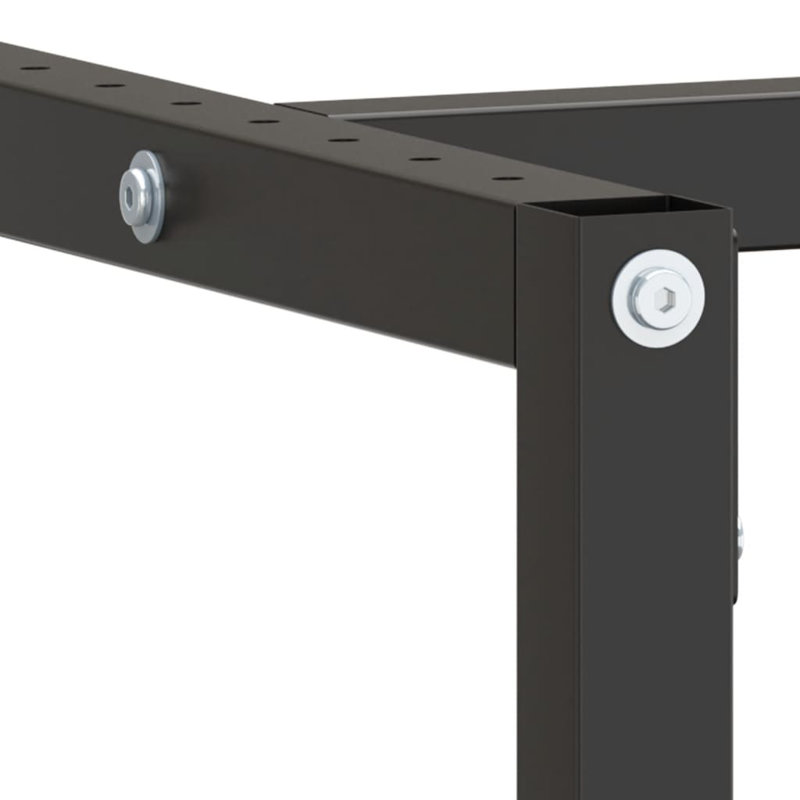 Matte Black and Red Metal Workbench Frame with Bar