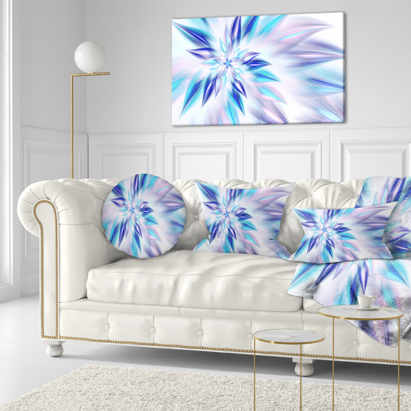 Fractale spirale fleur - coussin abstrait imprimé, Bleu clair
