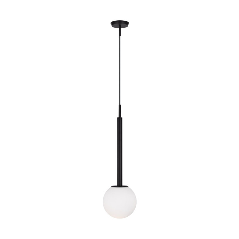Midnight Black Frosted Glass Globe Pendant Light