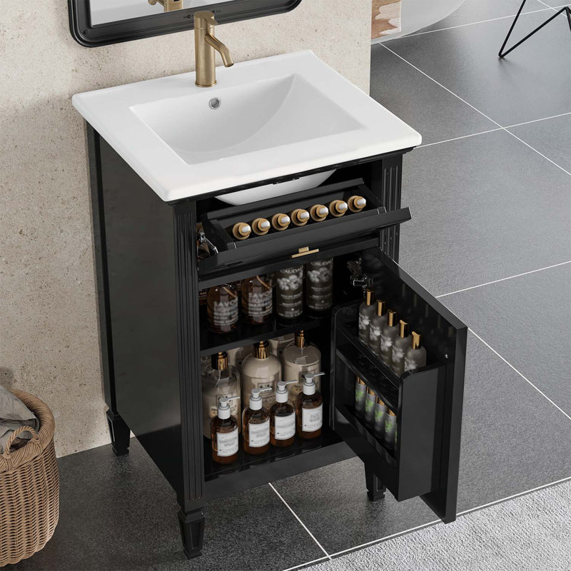 Meuble-lavabo charmant pour petite salle de bain, Noir