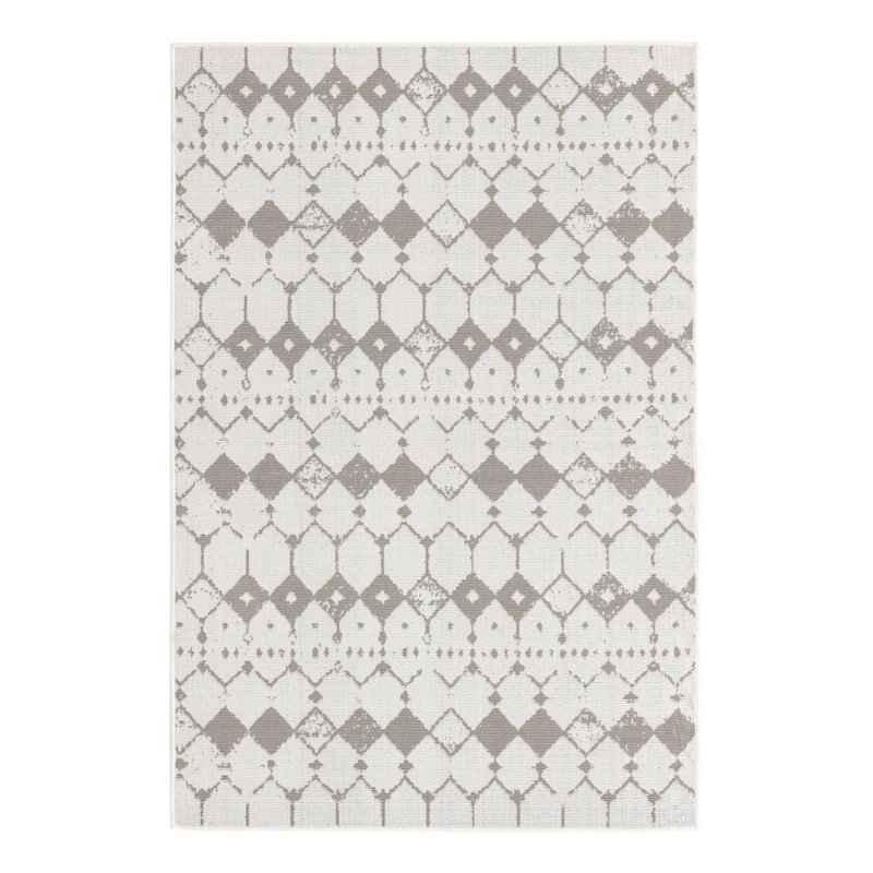 Tapis intérieur / extérieur ivoire / gris Southwestern, Rectangle 4 pi x 6 pi