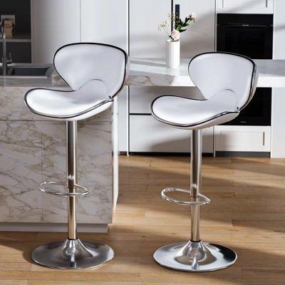 Modern Pu Leather Counter Height Bar Stools,Adjustable Swivel Bar stools With Metal Frame And Footrest For Counter Kitchen Island Dining Room