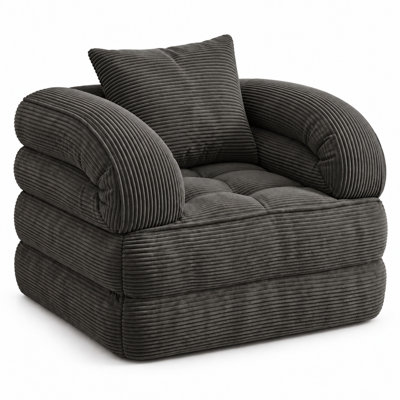 Fauteuil d'appoint en velours côtelé avec éponge à rebond élevé et siège surdimensionné