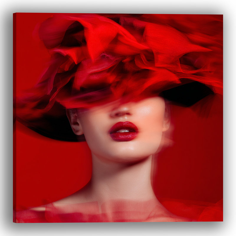 «Rouge Bloom», art mural sur toile tendue, l 40 po x H 40 po x P 1,5 po