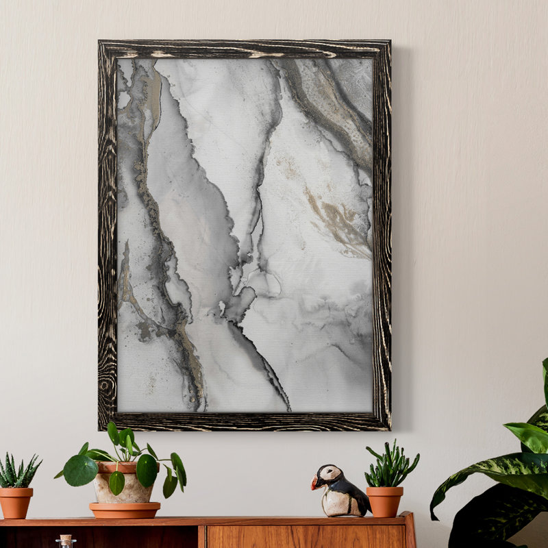 «Abstract Ink Fantasy I» - reproduction de cadre photo, H 37,5 po x l 27,5 po, Toile encadrée noire, Pas de tapis