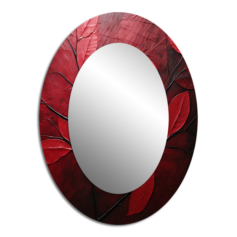 Miroir mural Cherry Foliage Leaves I - Red, 40 po x 30 po