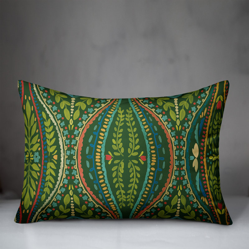 Outdoor Reversible Throw Pillow, Green, Floral 5