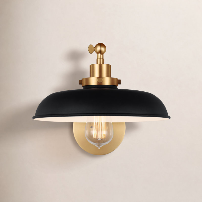Wellfleet 1 - Light Armed Sconce, Burnished Brass, Midnight Black