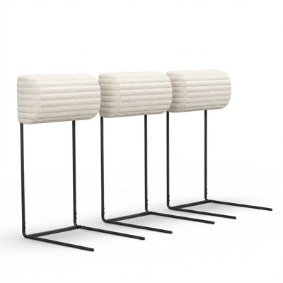 3-pack Sofa Headrest Support, Ergonomic Metal Frame Backrest Extender For Low-back Sofas, Soft Beige Cover, Fits Under 28.5"