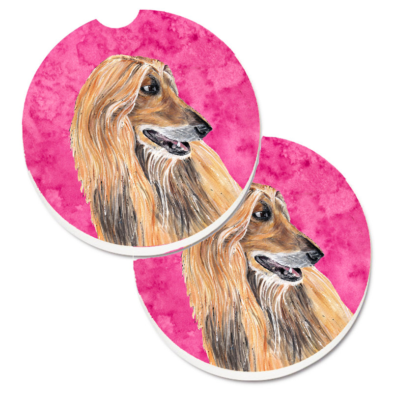 Sous-verre barbu collie voiture, Lévrier afghan