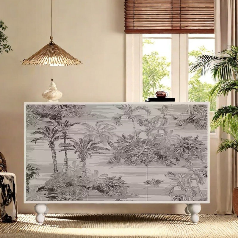 Armoire moderne pour vestibule et buffet, Blanc/Noir