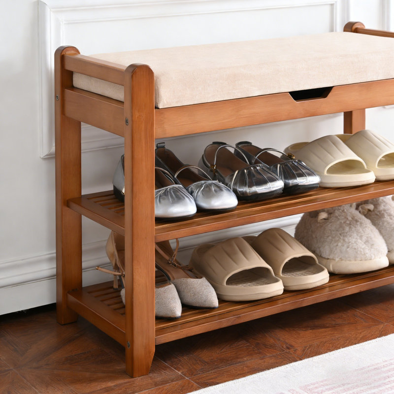 Shoe Bench With Lift-Top Hidden Storage, 19.7" H x 27.6" W x 11.8" D