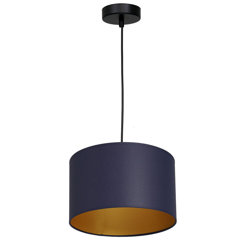 Latwanna 1 - Light Drum Chandelier, 120cm H x 40cm W x 40cm D, Black, Blue/Gold