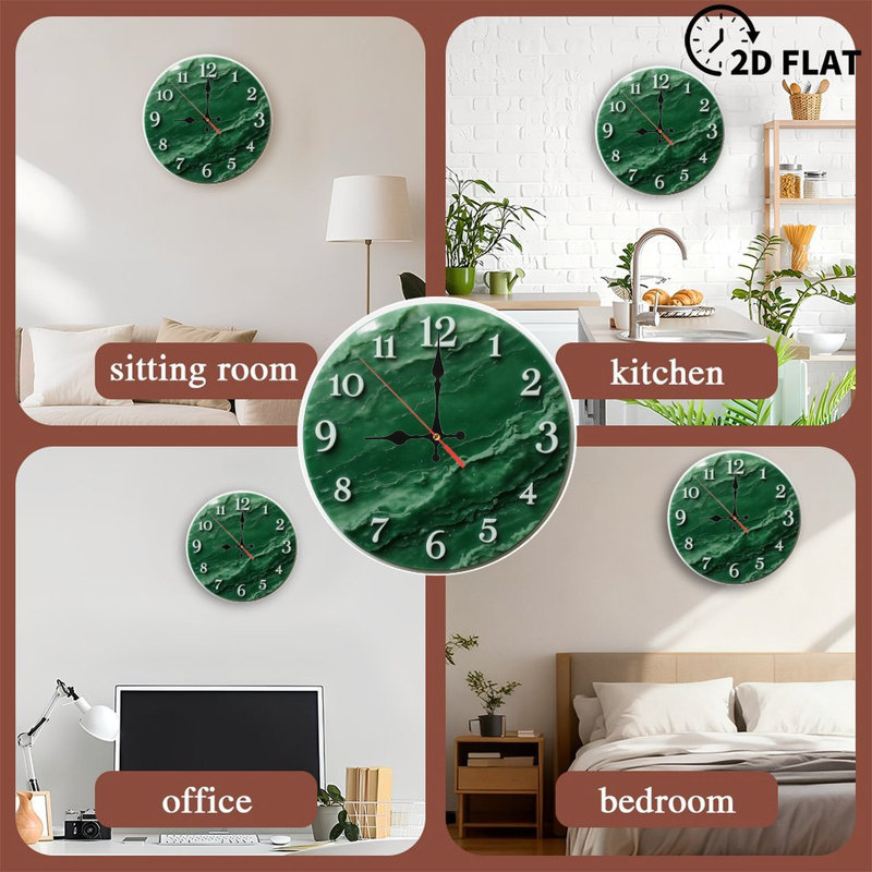 Horloge verte à chiffres ondulés