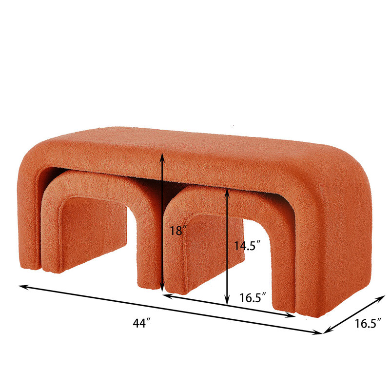 Ensemble de 3 bancs en forme de U avec repose-pieds et banc pour l'entrée, chambre à coucher au bout du lit, ensemble de 3 petits fauteuils avec repose-pieds pour le salon, banc et repose-pieds
