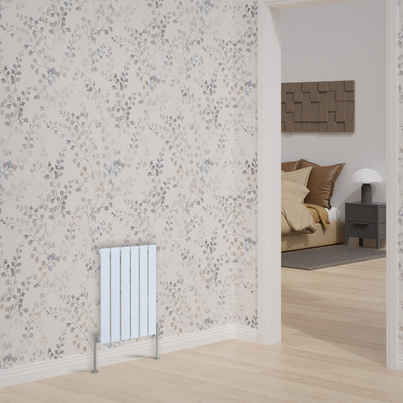 Adah Horizontal Single Flat Panel Radiator, White, 600mm H x 408mm W x 52mm D, 1