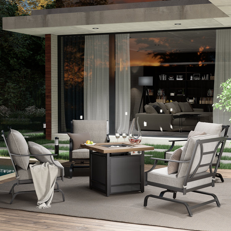 Amaurion 4-Person Outdoor Seating Group with Cushions, Gray