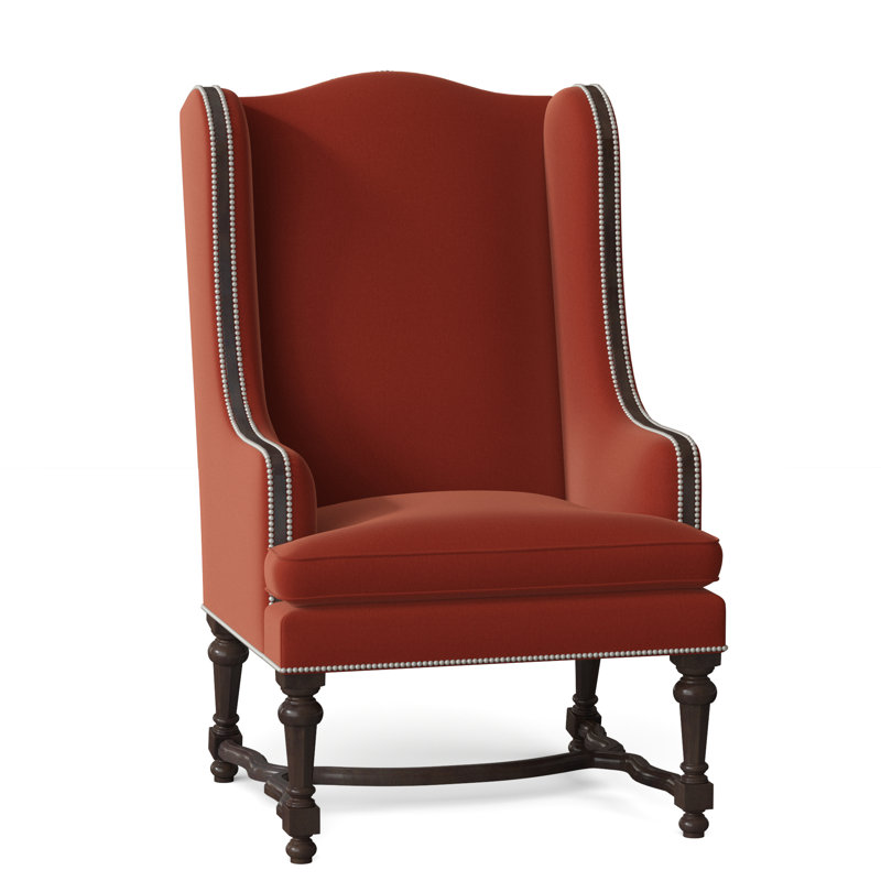Normandie Upholstered Wingback Chair, Pewter Small, Polly Snow