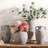 Large Ceramic Farmhouse Vase With Handles, Rustic Terracotta Flower Vase For Home Decor, Dining Table, Living Room, Kitchen, Office