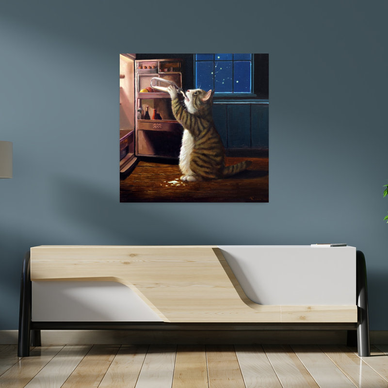 Aquarelle, chat, art urbain contemporain, H 36 po x l 36 po