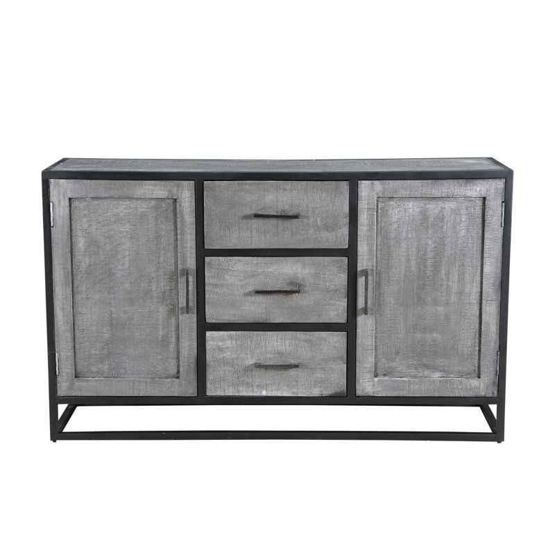Coombes 59'' Solid Wood Sideboard, Black/Gray