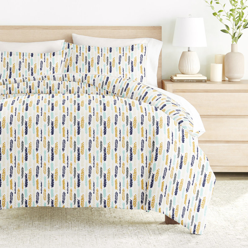 Ensemble de housse de couette en microfibre à motif de literie ultra douce en plumes