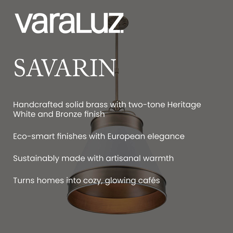 Savarin 1-Light Pendant - 16.5"H - Heritage White/Heritage Bronze