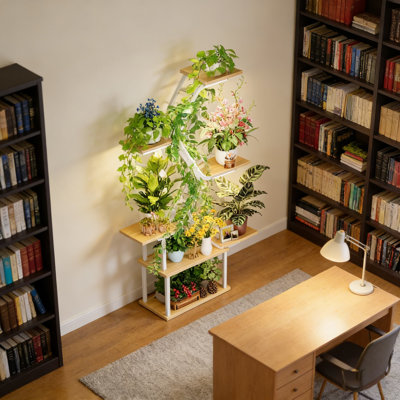 7-Tier Indoor Plant Stand With LED Grow Lights, 65-Inch Tall Vertical Plant Shelf For Living Room, Bedroom, Or Corner Display