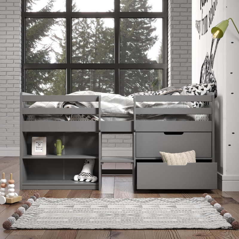 Lit mezzanine simple polyvalent avec rangement abondant pour une fonctionnalité accrue et une efficacité accrue