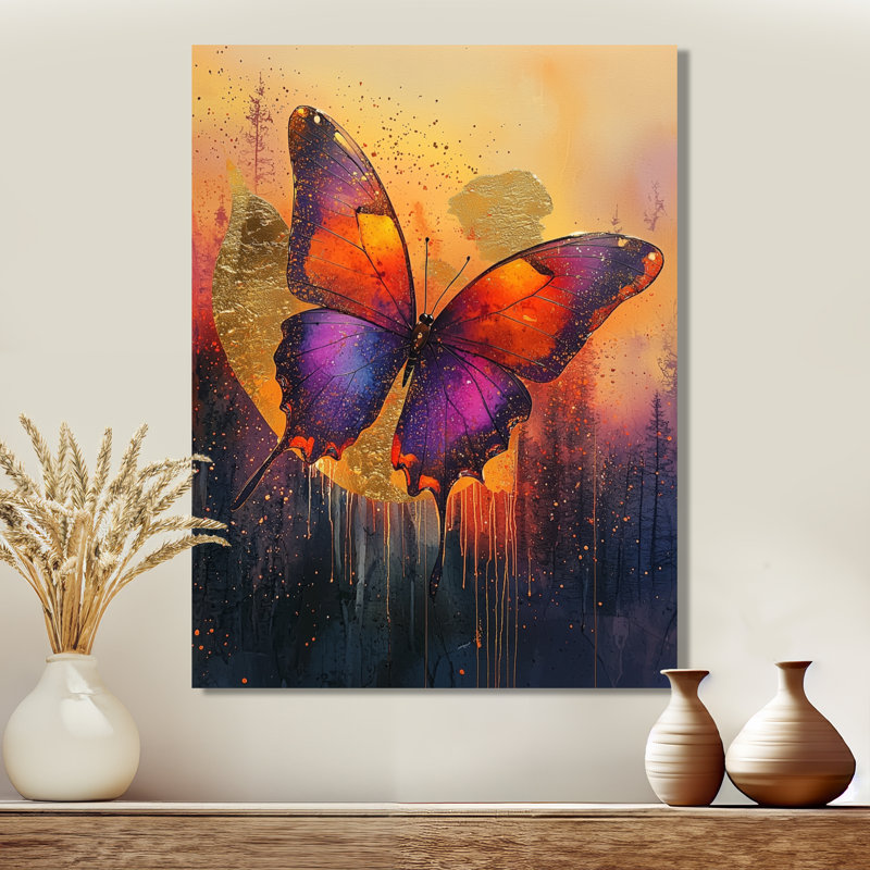 Dormon lavande, échos du papillon I - art mural papillon, H 44 po x l 34 po, Toile tendue, Ne s’applique pas