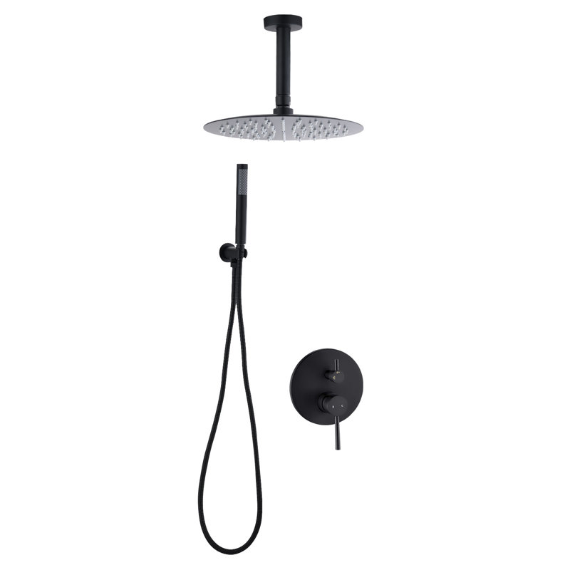 Système de douche complet avec valve brute, Noir