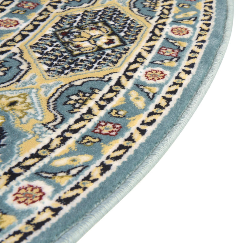Tapis bleu/beige oriental Jackson, Rond 5 pi 1 po