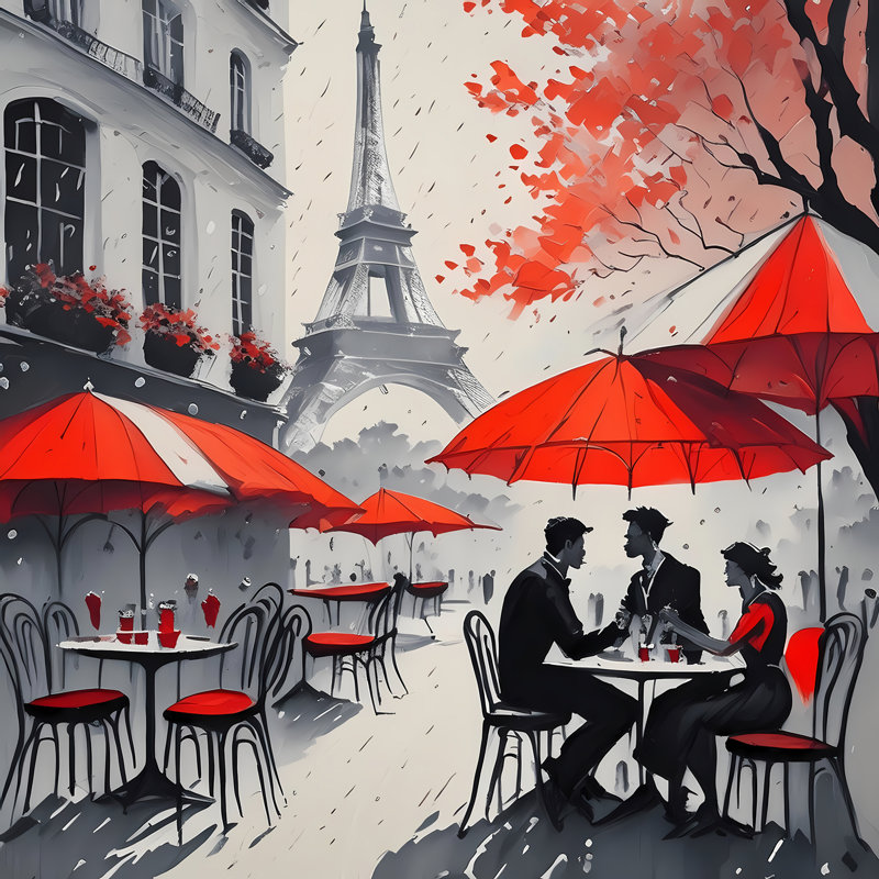 Chassant les rêves à Paris, H 24 po x l 24 po