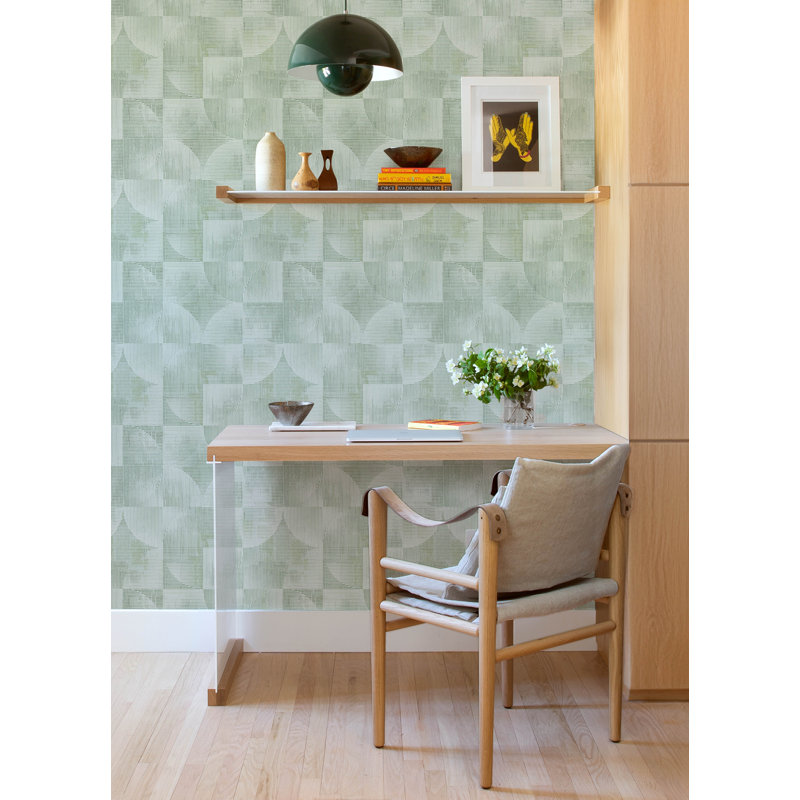 Woodbine Sage Abstract Geometric Wallpaper, Sage