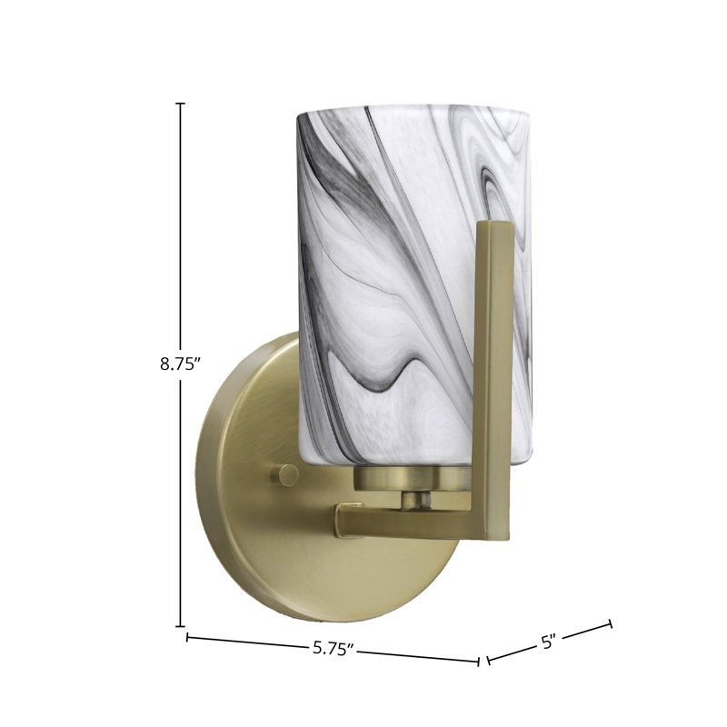 Dayberry Wall Sconce Shown With 4" Glass, Onyx Swirl Glass, New Age Brass