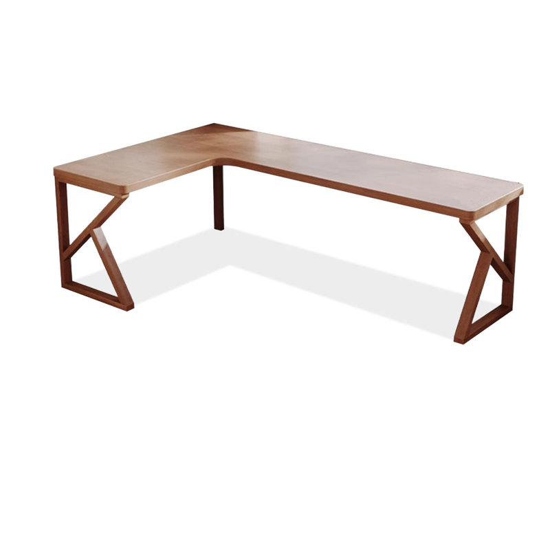  Walnut L-Shaped Solid Wood desks, 29.53" H x 78.74" W x 47.24" D, Left Hand Return
