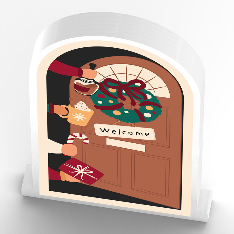 Xmas Welcome Gonk Festive Wooden Doorway