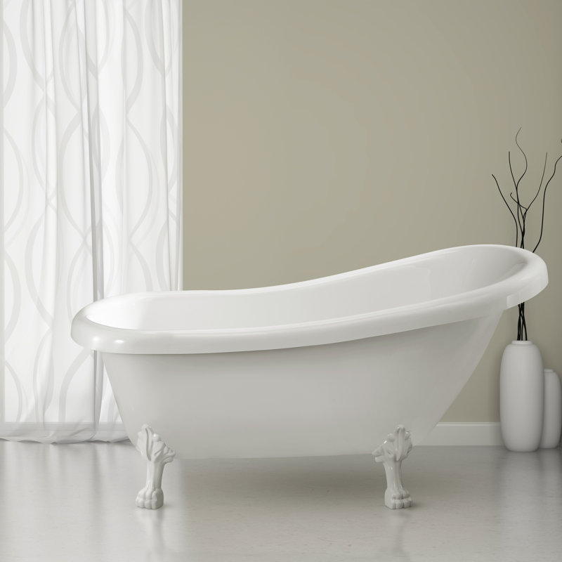 1549.4mm x 701mm Freestanding Soaking Acrylic Bathtub, Matte Black, Glossy White