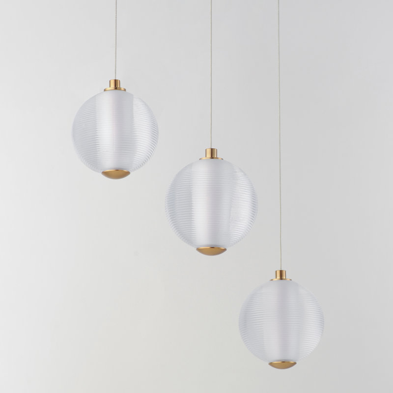Luminaire suspendu grappe 3 lumières Alhena, Or