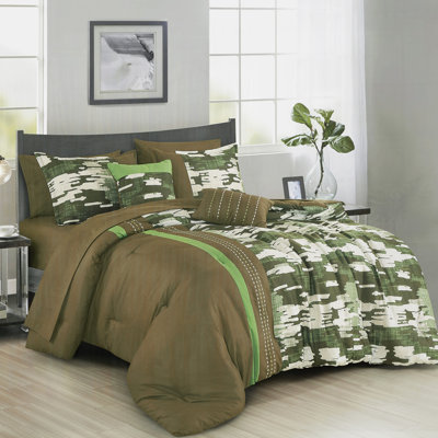 Ensemble d'édredon 9 pièces pour très grand lit avec imprimé matelassé et imprimé, microfibre ultra douce, 100% polyester, collection de literie toutes saisons