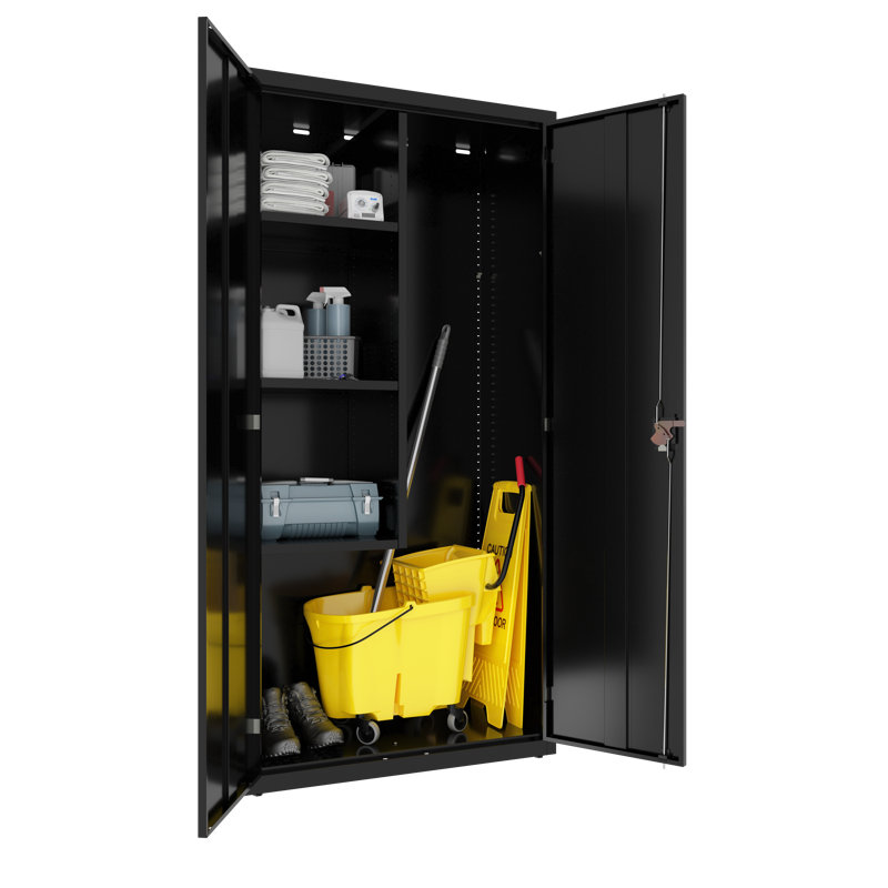 Armoire de rangement à 3 tablettes, Noir