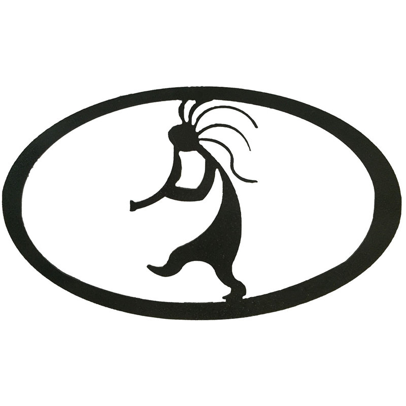 Dugout Creek Designs Southwestern Steel Kokopelli Oval Wall Art, Hammered Black