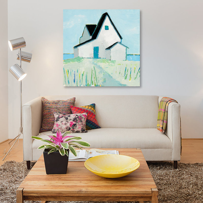 «Cottage by the Sea» par Phyllis Adams, reproduction d'art graphique sur toile, H 12 po x l 12 po x P 0,75 po, Pas de tapis