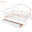 Lit double en bois avec deux tiroirs, blanc