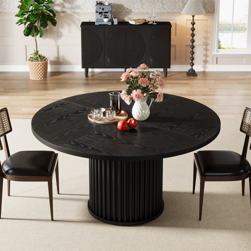 Round Dining Table, Black, Black
