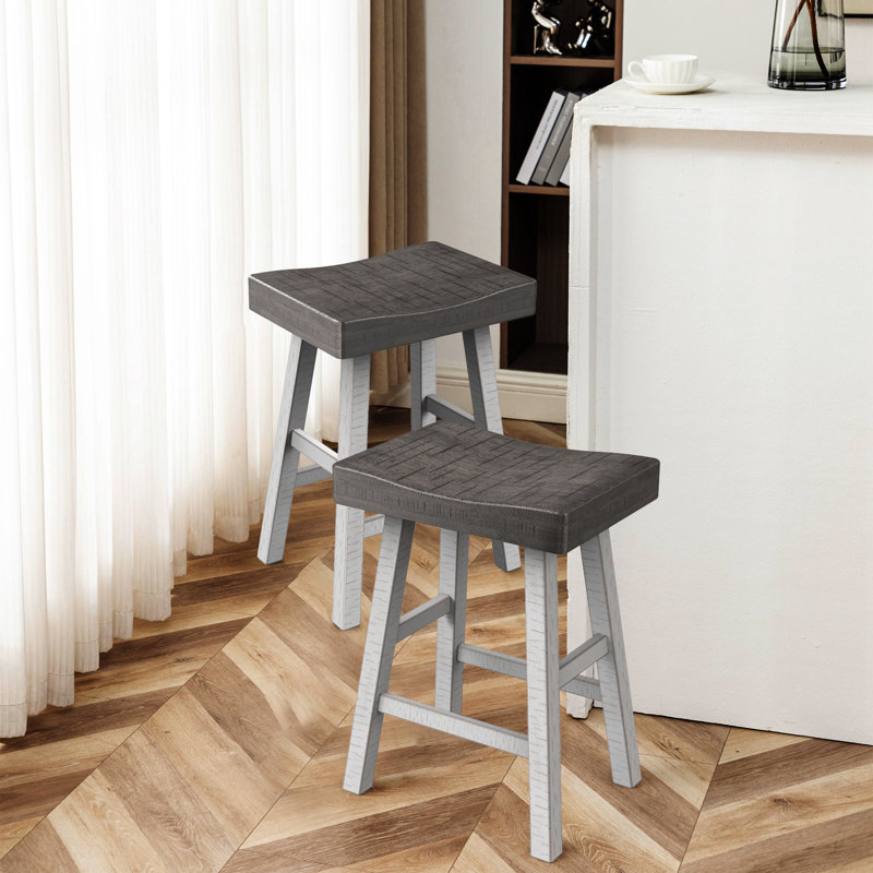 Tabouret de comptoir en bois massif 24 "/ 31" sans dossier avec repose-pieds, Tabouret de comptoir (siège d’une hauteur de 24