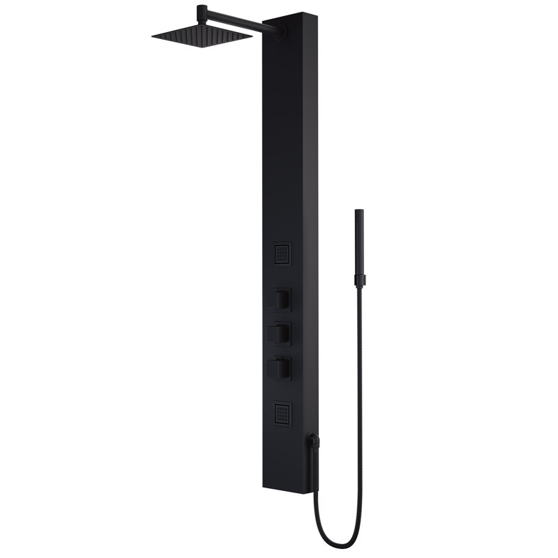 Rector 55" H X 6" W EZDivert™ 2-Jet Shower System with Hand Shower Wand and Adjustable Shower Head, Matte Black