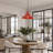 Single Light Distressed Red Farmhouse Industrial Bowl Pendant Light With Bulbs