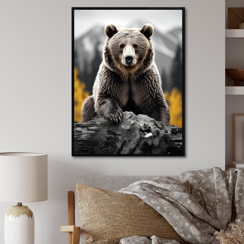Hudayfah Bear Mighty Bear II - reproduction encadrée sur toile, Noir, H 20 po x l 12 po x P 1 po